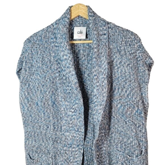 Cabi Chunky Knit Cardigan Blue Small Pockets Sleeveless Love Carol Napa Sweater - Picture 2 of 6